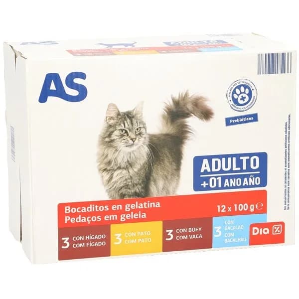 Bocaditos en gelatina para gatos adultos As bolsa 1.2 kg - 1 ud - Imagen del producto en Findit