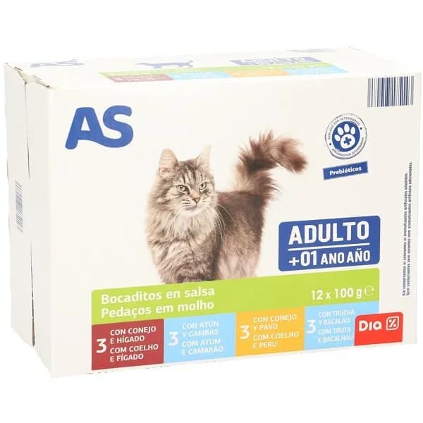 Bocaditos en salsa para gatos adultos As caja 1.2 kg - 1 ud - Imagen del producto en Findit