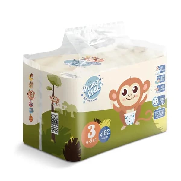 Pañales 4-9 kgs talla 3 Planeta Bebé de Dia bolsa 102 unidades - 1 ud - Imagen del producto en Findit