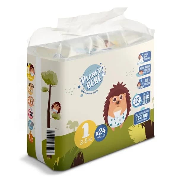 Pañales 2-5 kgs talla 1 Planeta Bebé de Dia bolsa 24 unidades - 23.82 ud - Imagen del producto en Findit