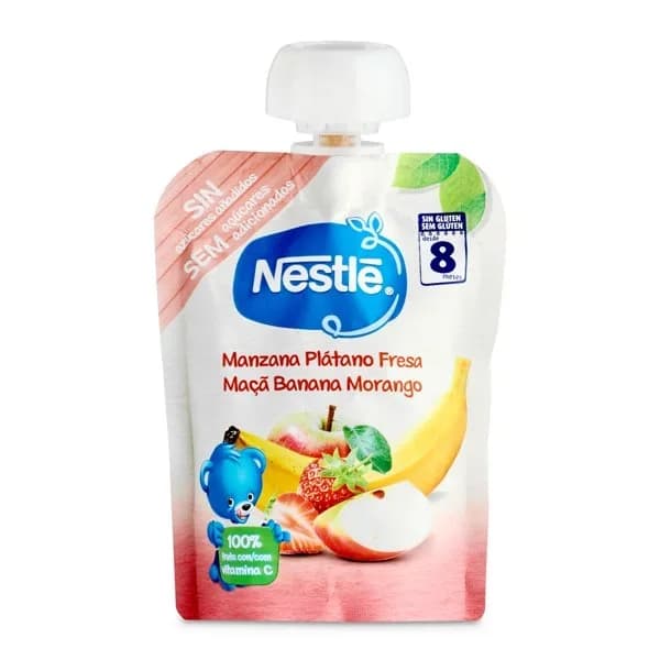 Puré de frutas de manzana, plátano y fresa Nestlé bolsa 90 g - 0.09 kg - Imagen del producto en Findit