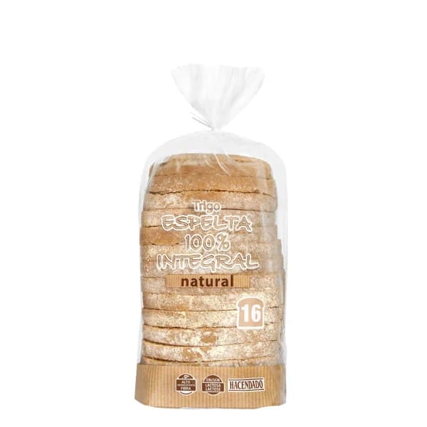 Pan de molde espelta 100% integral Hacendado natural - 0.55 kg - Imagen del producto en Findit