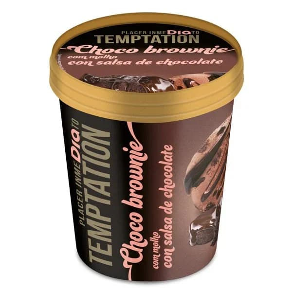 Helado choco brownie con salsa de chocolate Temptation de Dia tarrina 350 g - 0.35 kg - Imagen del producto en Findit