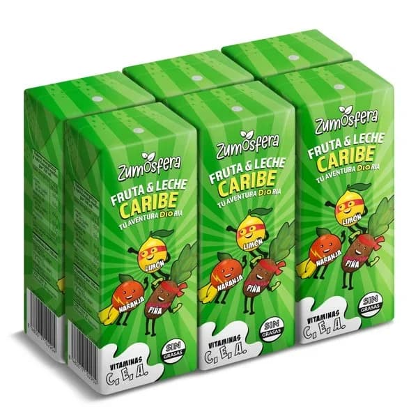 Bebida de zumo de frutas con leche caribe Zumosfera de Dia brik 6 x 200 ml - 1 ud - Imagen del producto en Findit
