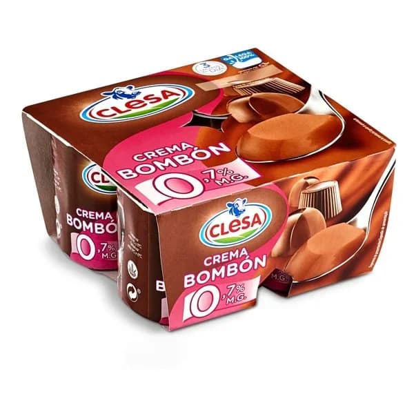 Crema bombón 0,7% materia grasa Clesa sin gluten pack de 4 unidades de 125 g. - 0.5 kg - Imagen del producto en Findit