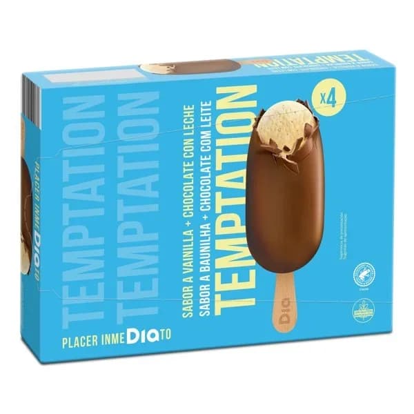 Helado bombón classic 4 unidades Temptation de Dia caja 336 g - 0.48 kg - Imagen del producto en Findit