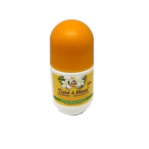 Desodorante roll-on flor de tiaré y monoi Carrefour soft 50 ml. - 0.05 l - Imagen del producto en Findit