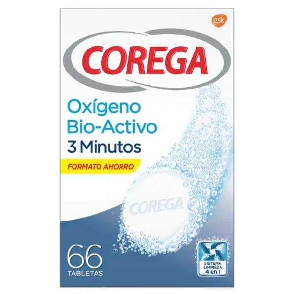 Limpiador oxígeno Bio-Activo en tabletas COREGA, caja 66 uds. - 1 ud - Imagen del producto en Findit