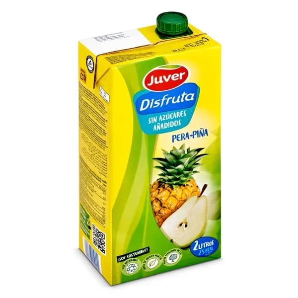 Bebida de frutas de pera y piña sin azúcar añadido Juver-Disfruta brik 2 l. - 2 l - Imagen del producto en Findit