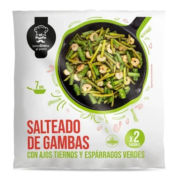 Salteado de gambas, ajetes y espárragos verdes Al Punto Dia bolsa 400 g - 0.4 kg - Imagen del producto en Findit