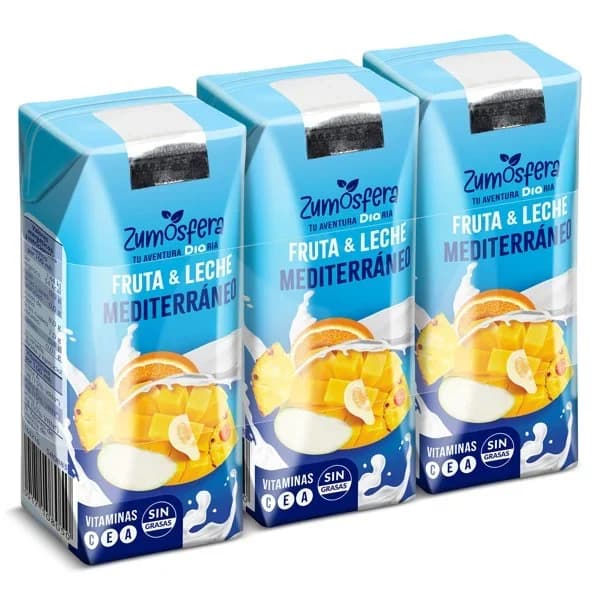 Bebida de frutas con leche mediterráneo Zumosfera de Dia brik 3 x 330 ml - 0.99 l - Imagen del producto en Findit