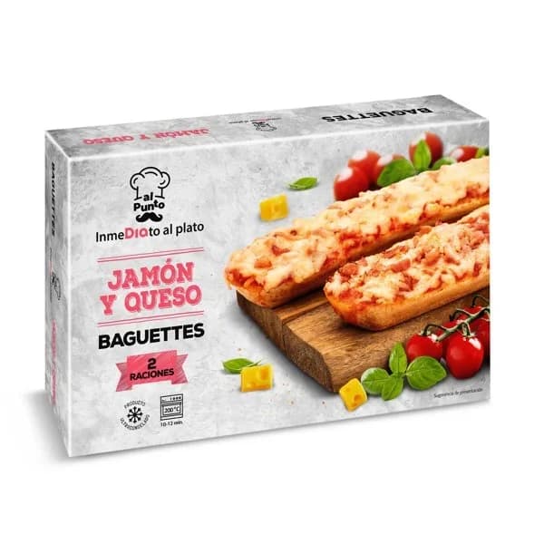 Baguette jamón y queso 2 unidades Al Punto Dia caja 250 g - 0.25 kg - Imagen del producto en Findit