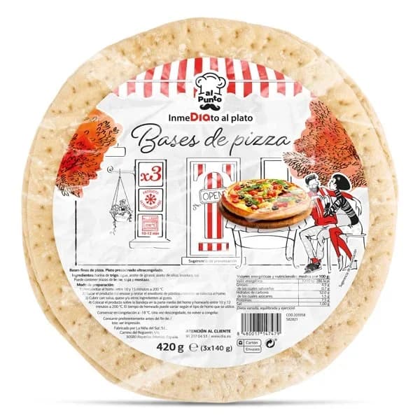 Bases de pizza finas 3 unidades Al Punto Dia bolsa 420 g - 0.42 kg - Imagen del producto en Findit