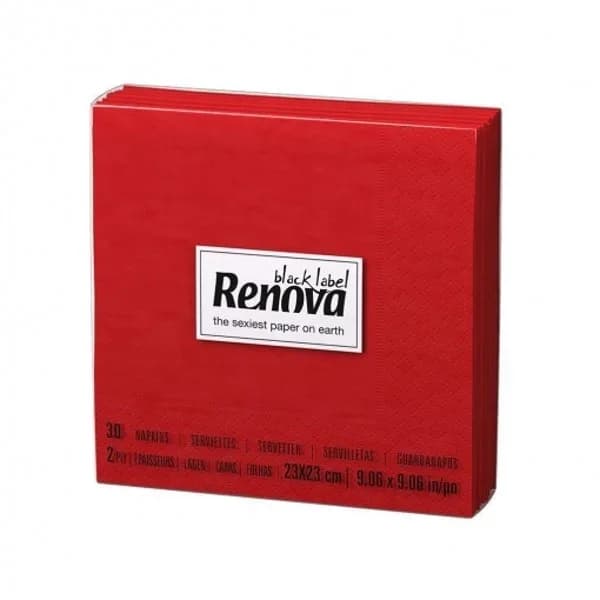 Set de Servilletas  2 capas de Celulosa RENOVA Cocktail 30pz - Rojo - 28.83 ud - Imagen del producto en Findit