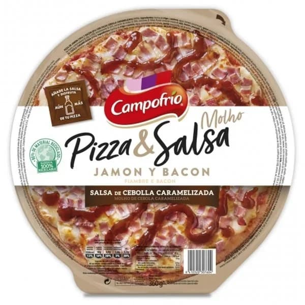 Pizza de jamón y bacon con salsa de cebolla caramelizada Pizza & Salsa Campofrío 360 g. - 0.36 kg - Imagen del producto en Findit