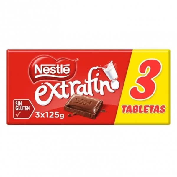 Tableta de chocolate extrafino 3X125 g - 0.38 kg - Imagen del producto en Findit