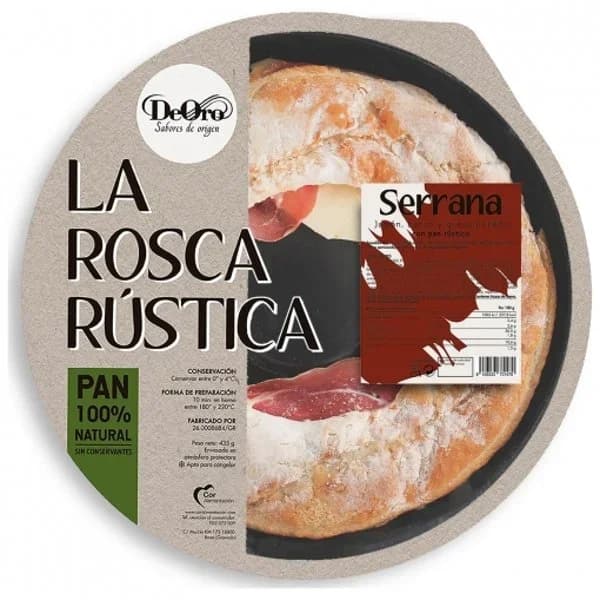 Rosca rústica de jamón serrano, bacon y queso DeOro 480 g. - 0.48 kg - Imagen del producto en Findit