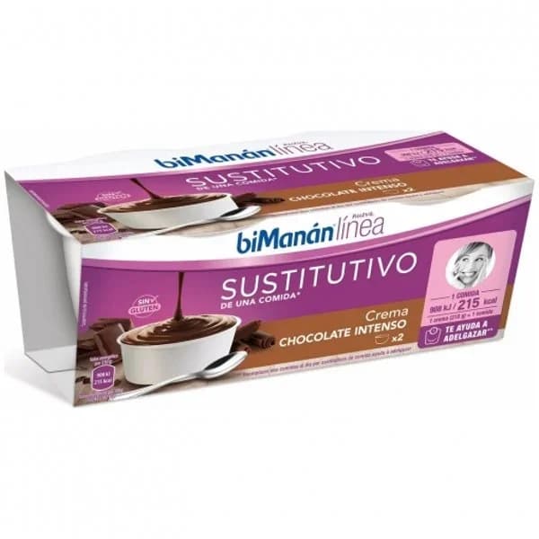 Crema de chocolate sustitutiva Bimanán Línea sin gluten pack de 2 unidades de 210 g. - 0.42 kg - Imagen del producto en Findit