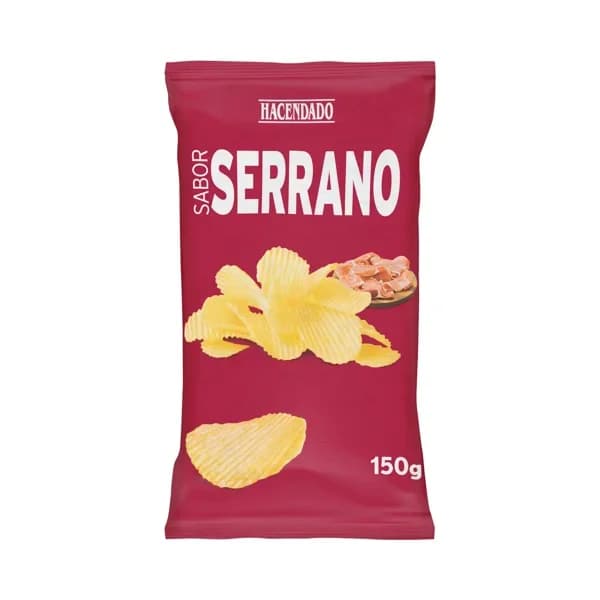 Patatas fritas onduladas Hacendado sabor jamón serrano - 0.15 kg - Imagen del producto en Findit