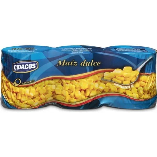 Maíz dulce Cidacos sin lactosa pack de 3 unidades de 140 g. - 0.42 kg - Imagen del producto en Findit