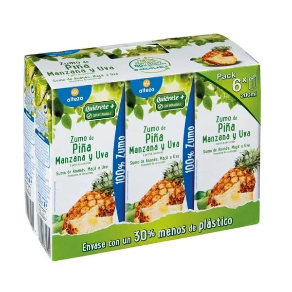 Zumo Piña, Manzana y Uva 6 x 200ML - 1.2 l - Imagen del producto en Findit