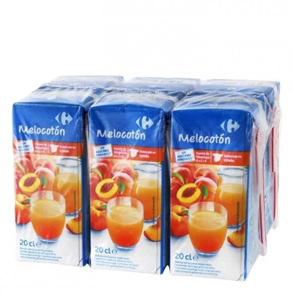 Bebida de melocotón Carrefour Classic sin azúcar pack de 6 briks de 20 cl. - 1.2 l - Imagen del producto en Findit