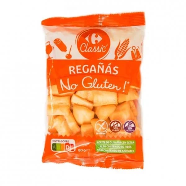 Regañás Classic Carrefour No Gluten sin gluten y sin lactosa 80 g. - 0.08 kg - Imagen del producto en Findit