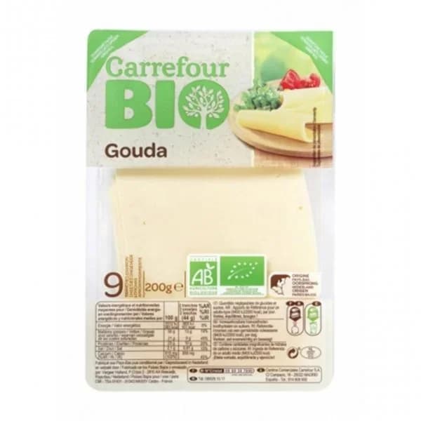 Queso gouda en lonchas ecológico Carrefour Bio 200 g. - 0.2 kg - Imagen del producto en Findit