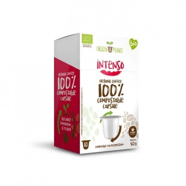 Café intenso en cápsulas ecológico Origen&Planet compatible con Nespresso 10 unidades de 5 g. - 9.83 ud - Imagen del producto en Findit