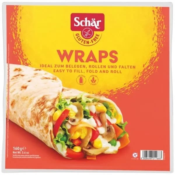 Wraps Schär sin gluten y sin lactosa 160 g. - 0.16 kg - Imagen del producto en Findit