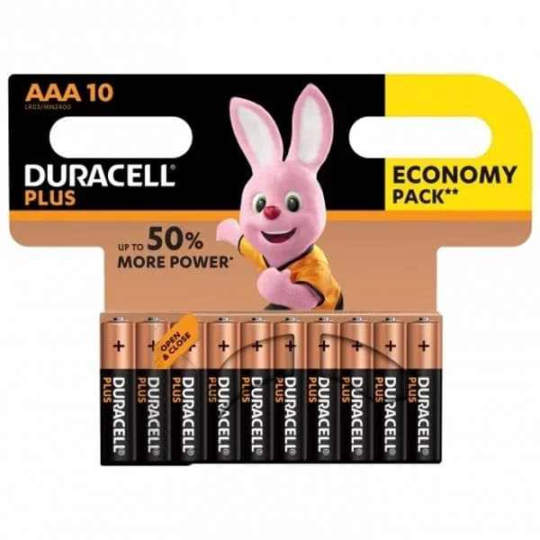 Pilas Alcalinas AAA Duracell Plus, paquete de 10 - 1 ud - Imagen del producto en Findit