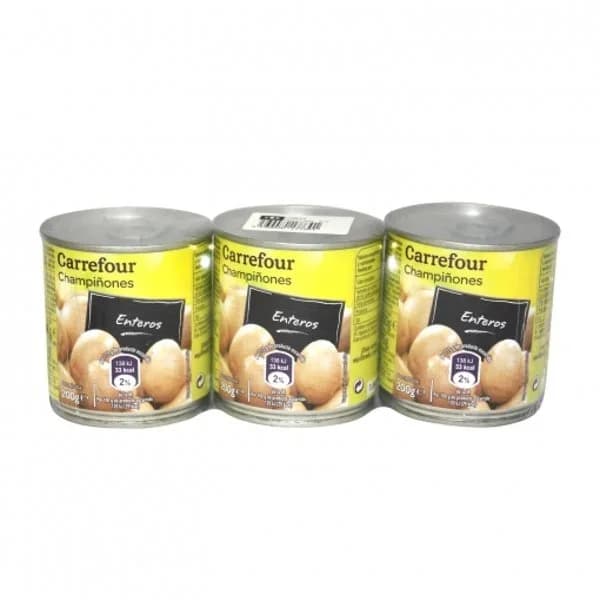 Champiñones enteros Carrefour pack de 3 unidades de 115 g. - 0.34 kg - Imagen del producto en Findit