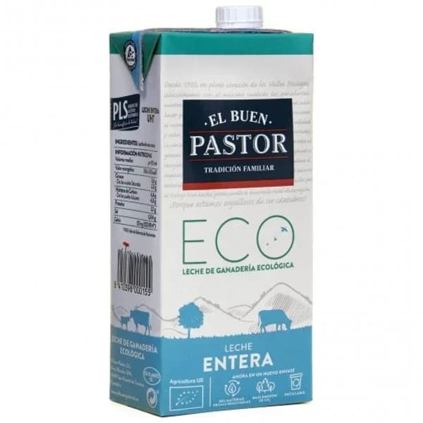 Leche entera ecológica El Buen Pastor brik 1 l. - 1 l - Imagen del producto en Findit