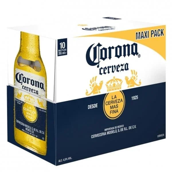 Cerveza Corona pack de 10 botellas de 35,5 cl. - 1 ud - Imagen del producto en Findit