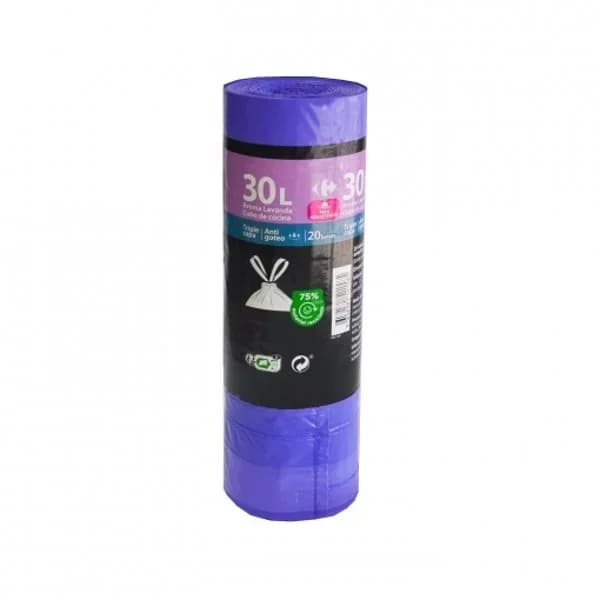 Bolsas de Basura Lavanda Plástico Reciclado CARREFOUR Essential 30 l. 20 ud - 20.71 ud - Imagen del producto en Findit