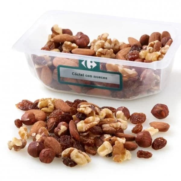 Cóctel frutos secos con nuez, pasa, almendra y avellana Carrefour tarrina de 225 g - 0.23 kg - Imagen del producto en Findit