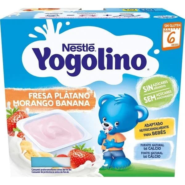 Yogur Infantil Yogolino Fresa y Plátano 0% 4UD - 0.4 kg - Imagen del producto en Findit