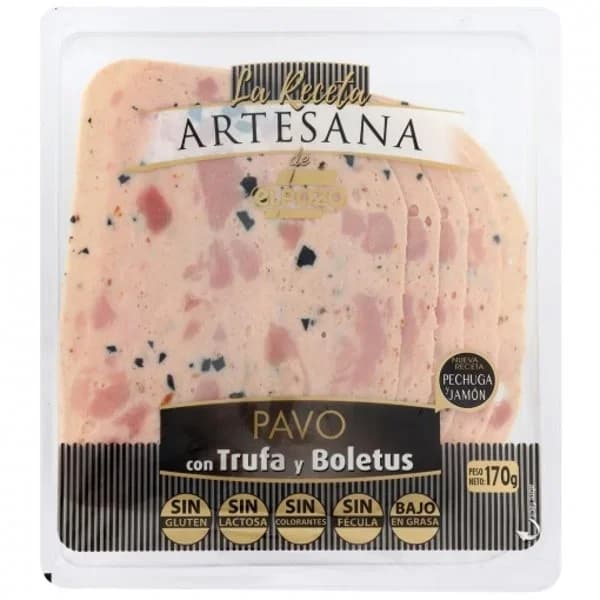 Jamón de pavo cocido trufado con boletus Receta Artesana El Pozo sin gluten y son lactosa 170 g - 0.17 kg - Imagen del producto en Findit