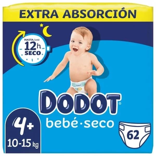 Pañales Dodot bebé-seco T4 (10-15 kg) 62 ud. - 57.42 ud - Imagen del producto en Findit