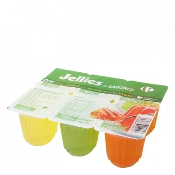 Gelatina de sabores Carrefour sin gluten pack de 6 unidades de 100 g. - 0.6 kg - Imagen del producto en Findit