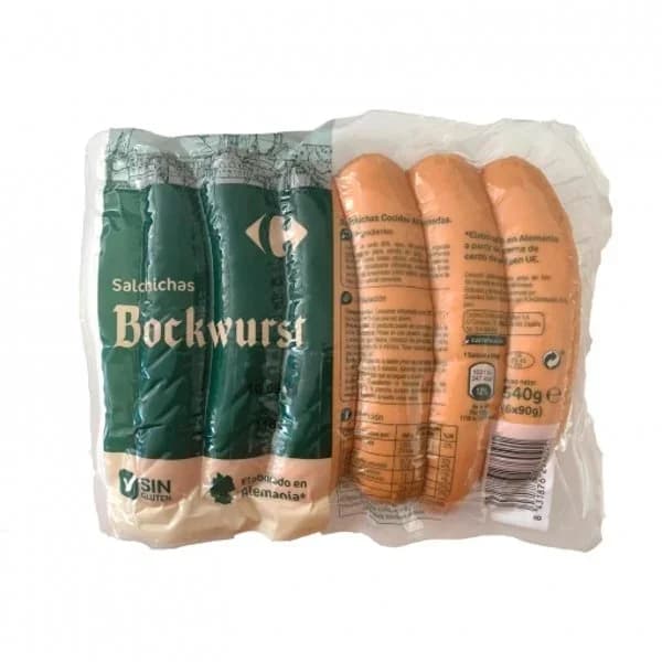 Salchichas Bockwurst Carrefour Original sin gluten y sin lactosa 540 g. - 0.54 kg - Imagen del producto en Findit