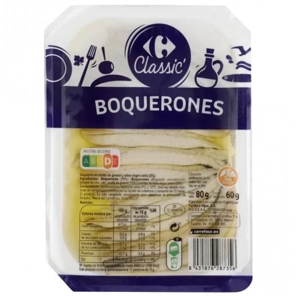 Boquerones Carrefour sin gluten 80 g. - 0.08 kg - Imagen del producto en Findit