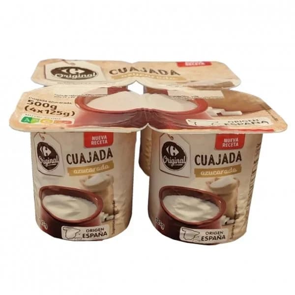 Cuajada natural azucarada Carrefour Original pack de 4 unidades de 125 g. - 0.5 kg - Imagen del producto en Findit
