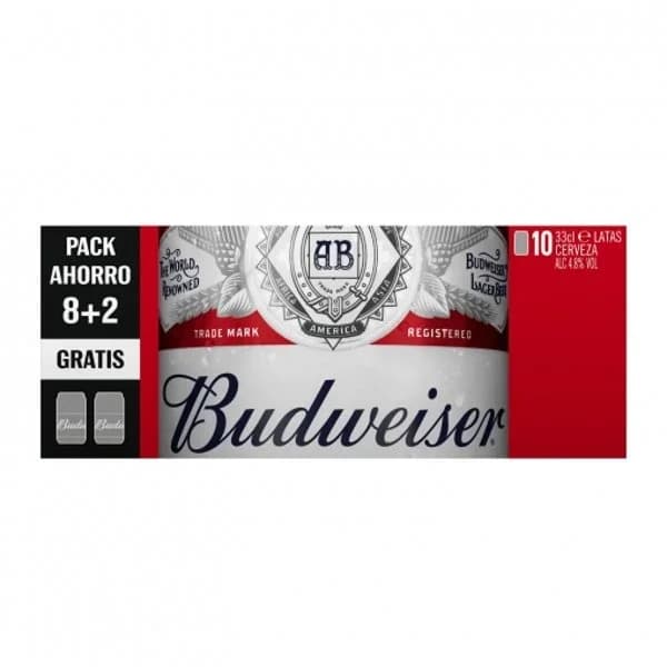 Cerveza Budweiser Lager pack de 10 latas de 33 cl. - 1 ud - Imagen del producto en Findit