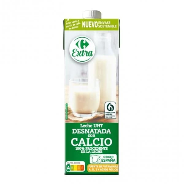 Leche desnatada con calcio Carrefour brik 1 l. - 1 l - Imagen del producto en Findit