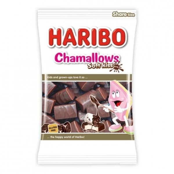 Nubes de goma con chocolate Chamallows Soft Kiss Haribo sin gluten 175 g. - 0.18 kg - Imagen del producto en Findit