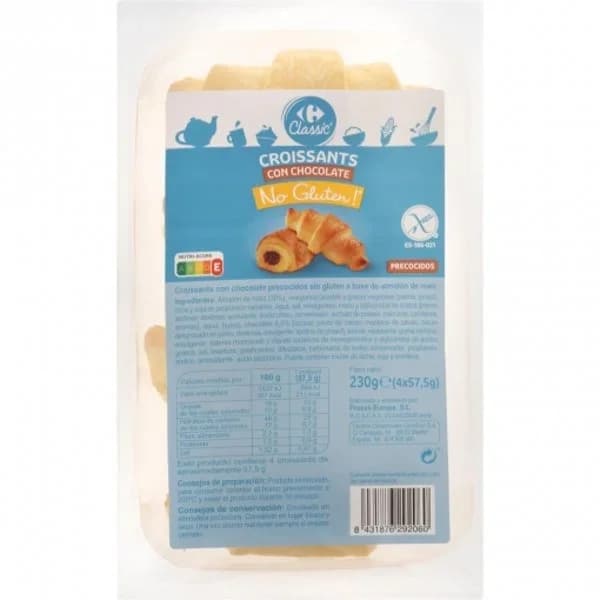 Croissant con chocolate Carrefour Classic No Gluten¡ sin gluten 230 g. - 0.23 kg - Imagen del producto en Findit