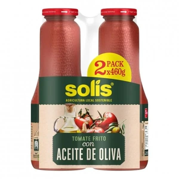 Tomate frito con aceite de oliva Solis sin gluten pack de 2 tarros de 460 g. - 0.92 kg - Imagen del producto en Findit