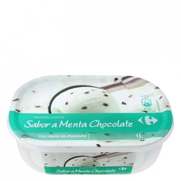 Helado de menta y chocolate Carrefour 1000 ml. - 0.5 kg - Imagen del producto en Findit