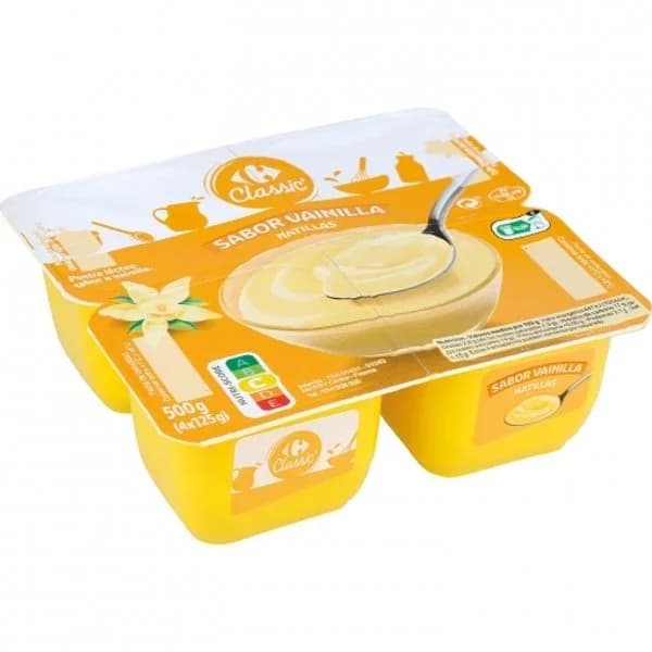Natillas de vainilla Carrefour Classic' pack de 4 unidades de 125 g. - 0.5 kg - Imagen del producto en Findit